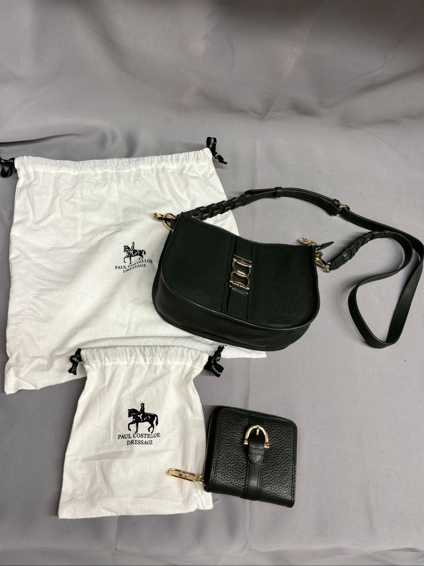 Paul Costelloe Green Crossbody Leather Bag and Matching Purse New