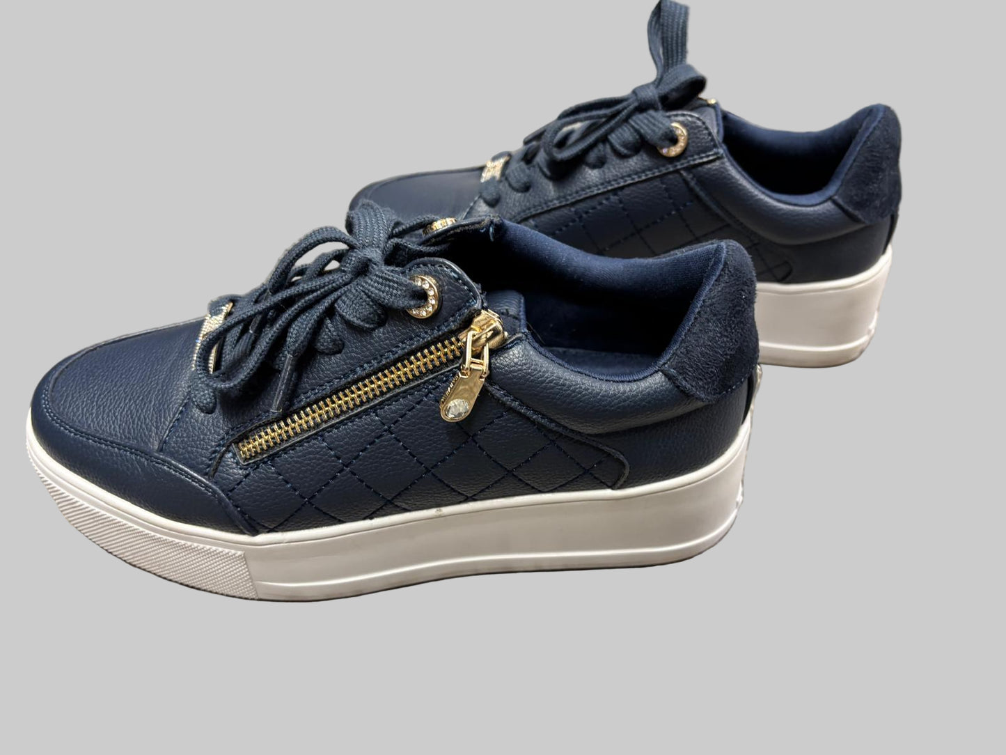 Carvella Navy Zip Up Pumps EUR38