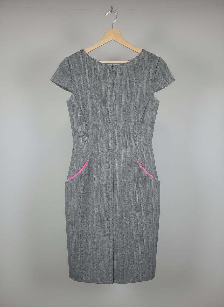 BNWT Alexander McQueen Grey Tweed Pencil Dress UK 10 12 EU 38 40 New - Flawed