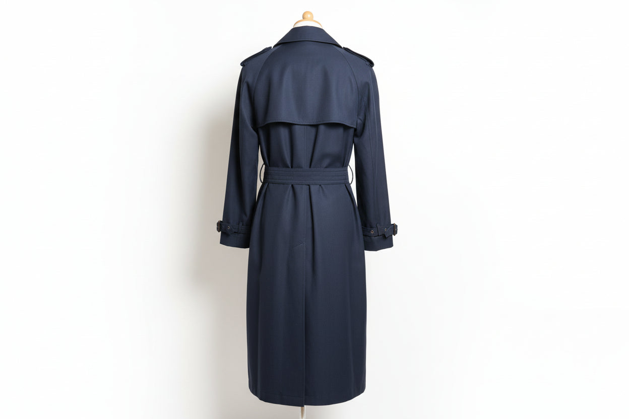 Aquascutum Navy-Blue Trench (M) Size Medium Navy Belted Swing Mac Midi