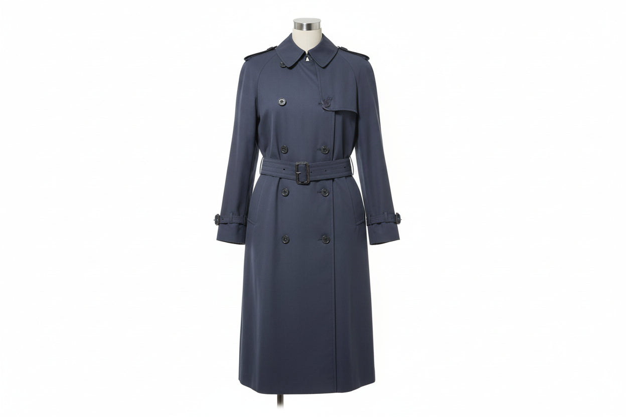 Aquascutum Navy-Blue Trench (M) Size Medium Navy Belted Swing Mac Midi