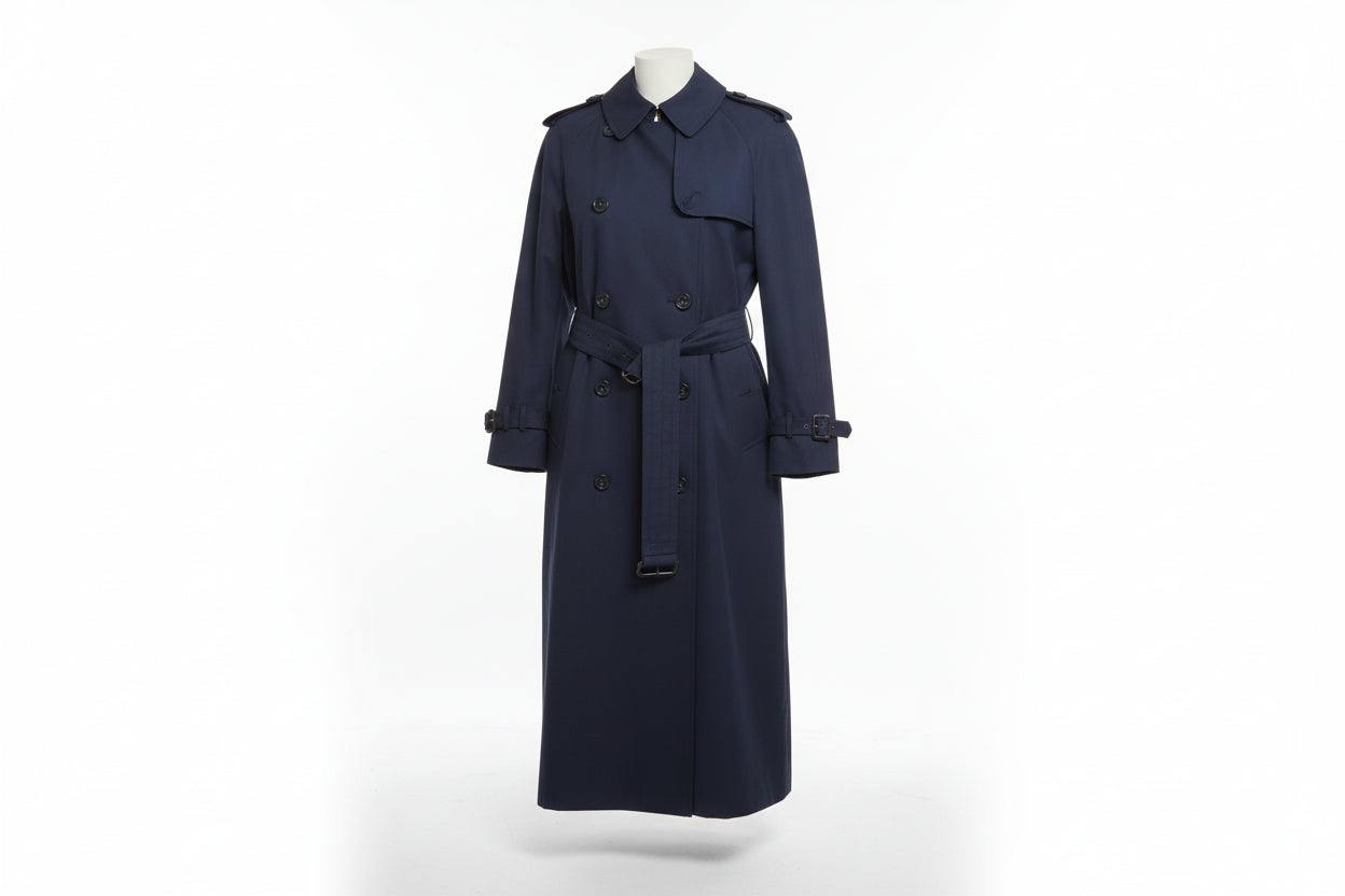 Aquascutum Navy-Blue Trench (M) Size Medium Navy Belted Swing Mac Midi