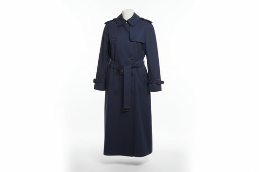 Aquascutum Navy-Blue Trench (M) Size Medium Navy Belted Swing Mac Midi