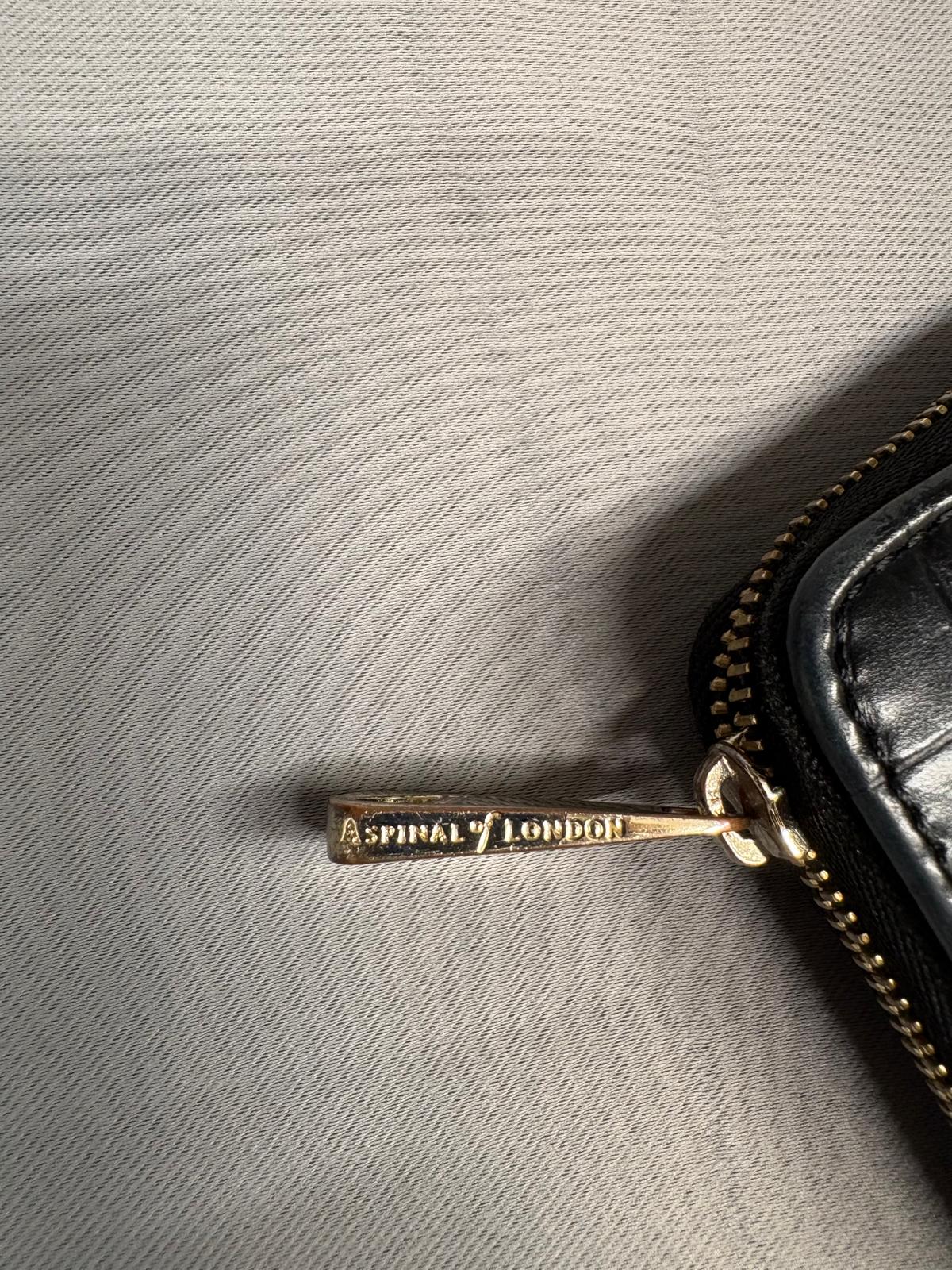 Aspinal of London Black Croc Zip Around Wallet Purse Card Holder - GOOD USED CONDITION