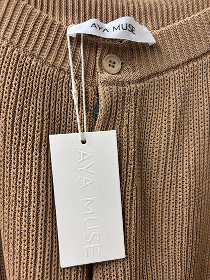 BNWT AYA MUST Knitted Trousers (XS) Brown Straight Wide-Leg UK 6 8 EU 34 36