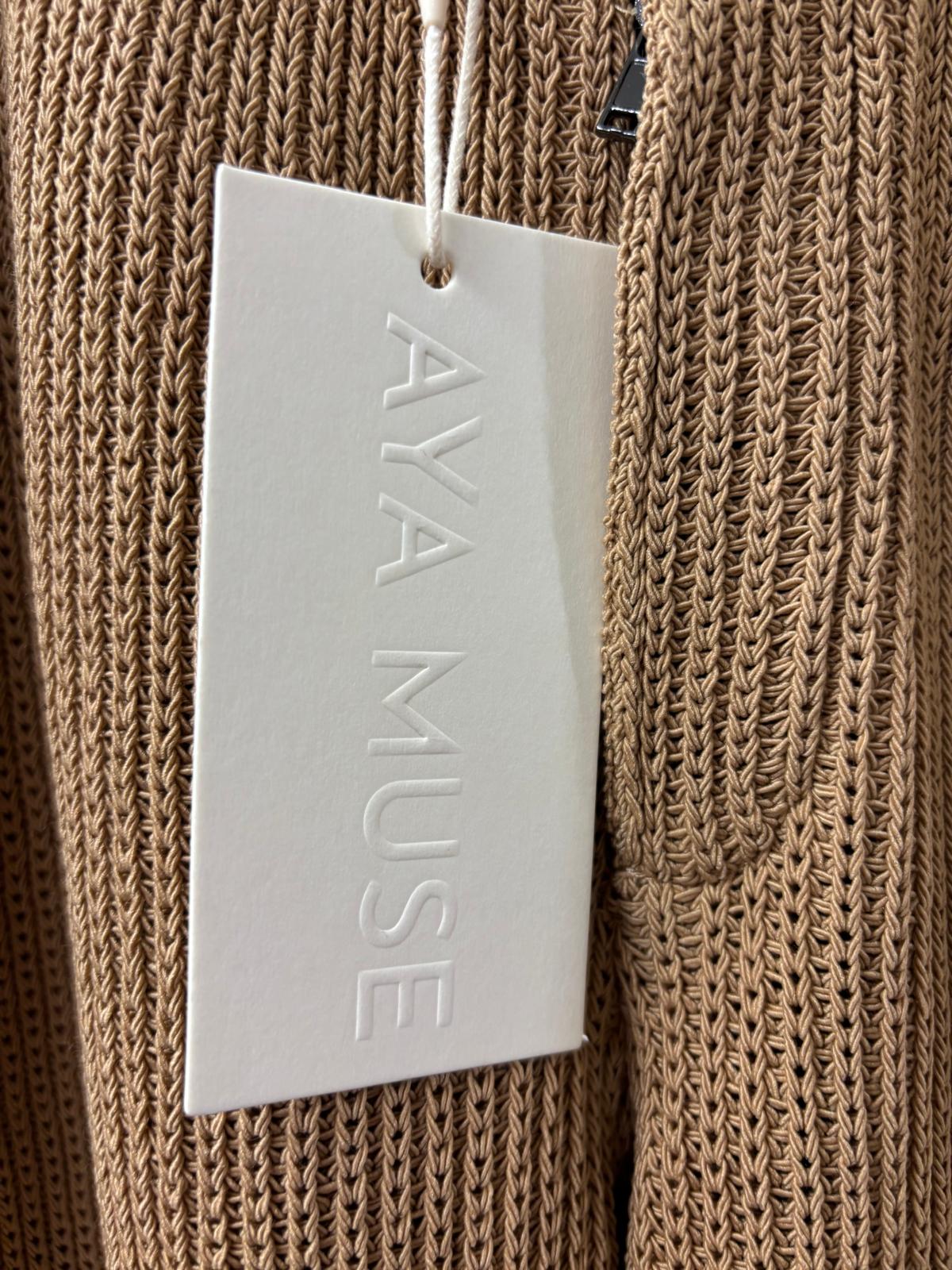 BNWT AYA MUST Knitted Trousers (XS) Brown Straight Wide-Leg UK 6 8 EU 34 36
