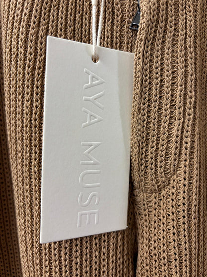 BNWT AYA MUST Knitted Trousers (XS) Brown Straight Wide-Leg UK 6 8 EU 34 36