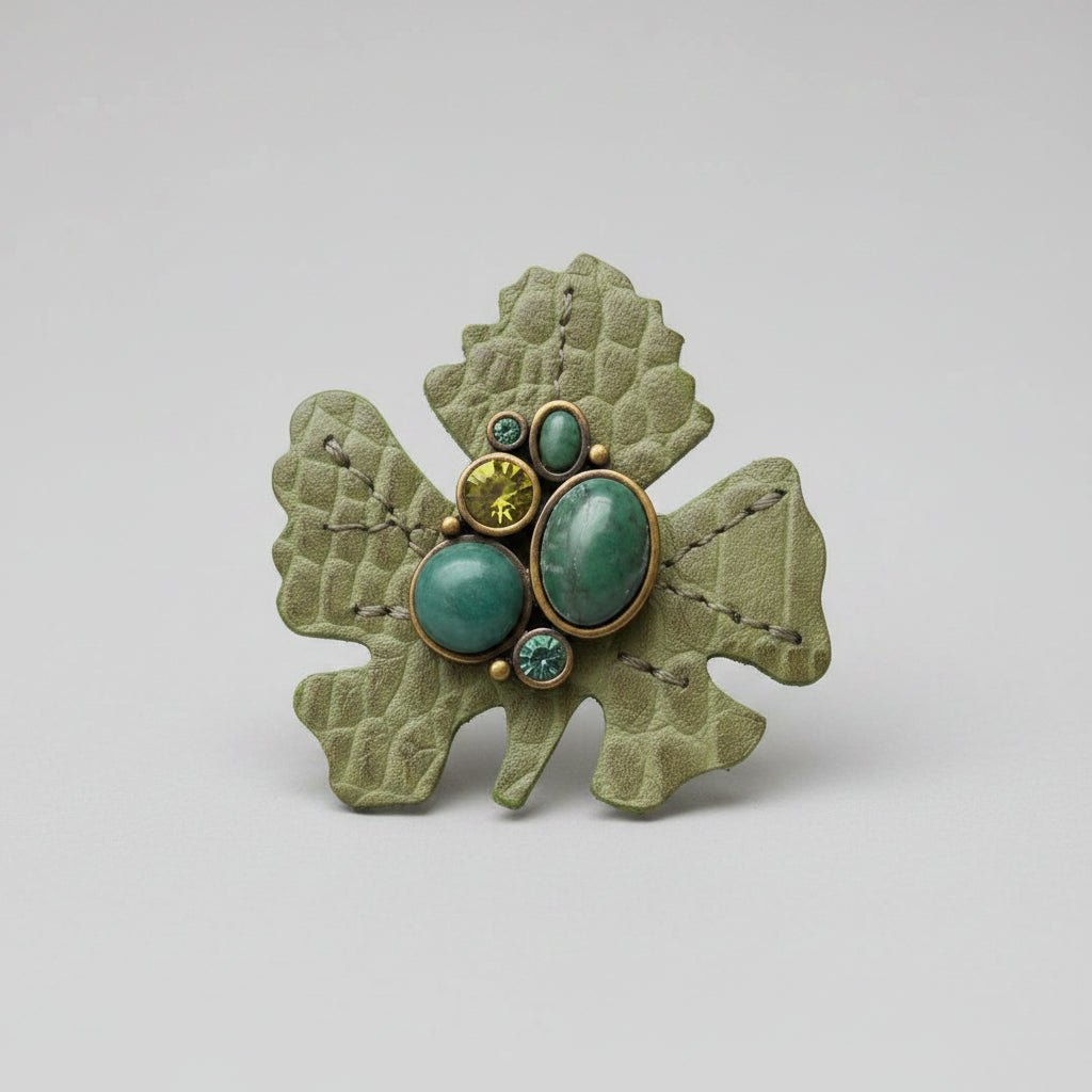 Vintage Green Danish designer Dyrberg/kern Brooch