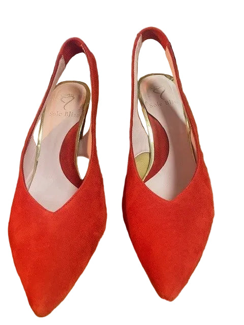 Sole Bliss suede shoes and handbag size UK7.5 in vibrant orange