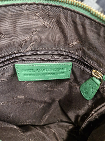 Paul Costelloe Green Leather Crossbody Messenger Bag
