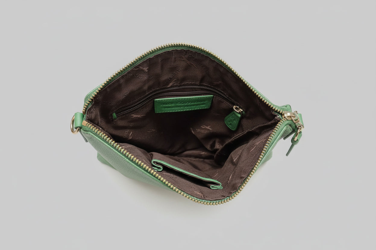 Paul Costelloe Green Leather Crossbody Messenger Bag