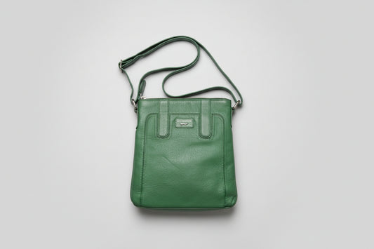 Paul Costelloe Green Leather Crossbody Messenger Bag