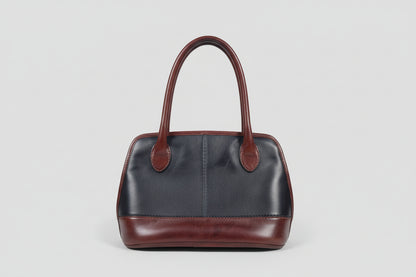 Ceancural Brown & Black Leather Top-Handle Handbag Bag