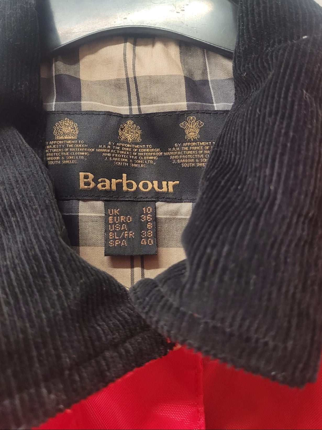 Barbour Red International Rainbow Jacket UK 10 EU 38 Belted