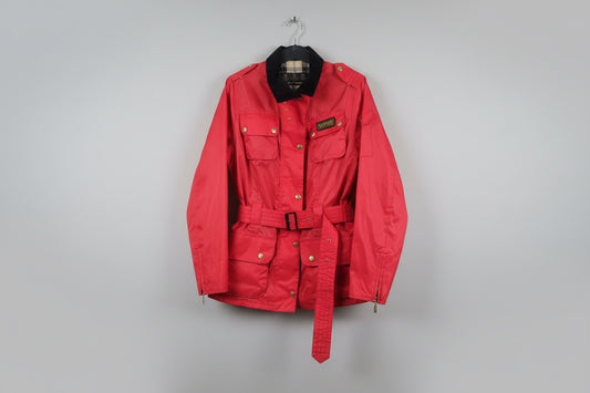 Barbour Red International Rainbow Jacket UK 10 EU 38 Belted