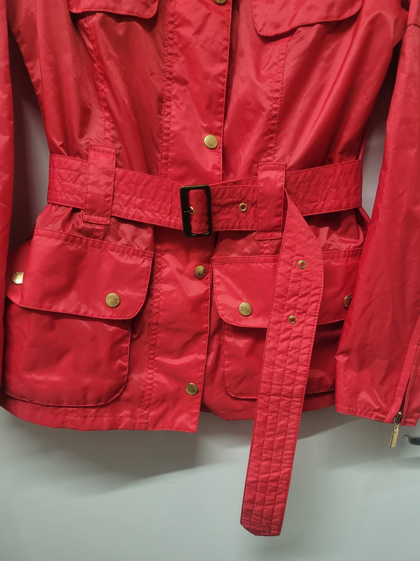 Barbour Red International Rainbow Jacket UK 10 EU 38 Belted