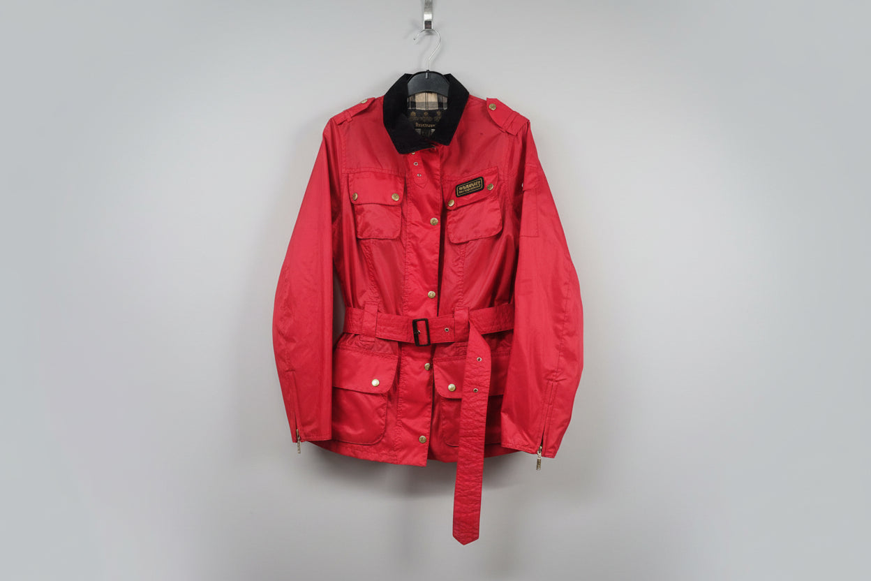 Barbour Red International Rainbow Jacket UK 10 EU 38 Belted