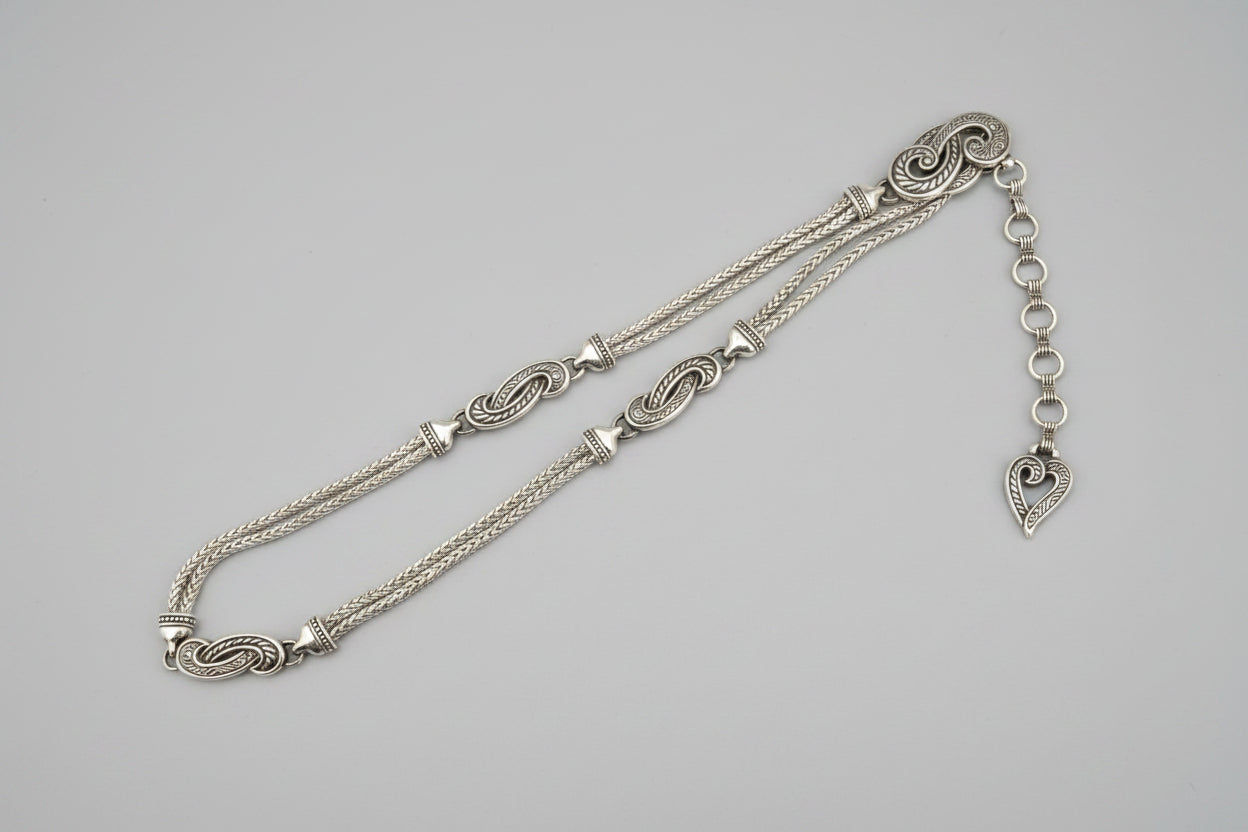 Brighton Silver Tone Waist-Belt Chain Dangle Chain Charm - Size Small