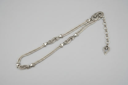 Brighton Silver Tone Waist-Belt Chain Dangle Chain Charm - Size Small