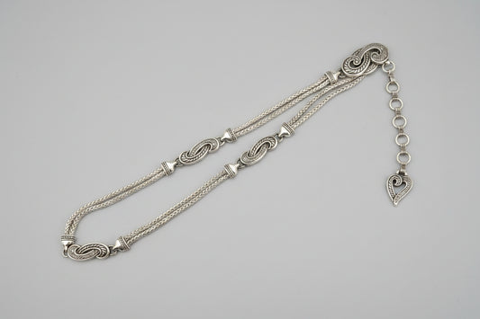 Brighton Silver Tone Waist-Belt Chain Dangle Chain Charm - Size Small