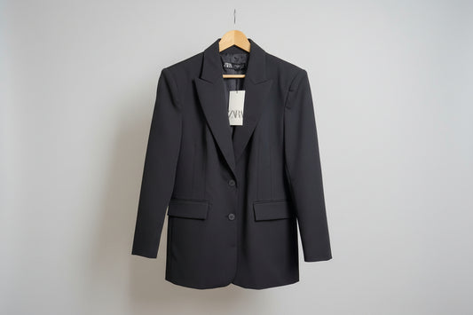 BNWT Zara (XL) Black Double-Breasted Blazer - Jacket - UK 14 16 EU 42 44 - RRP £59