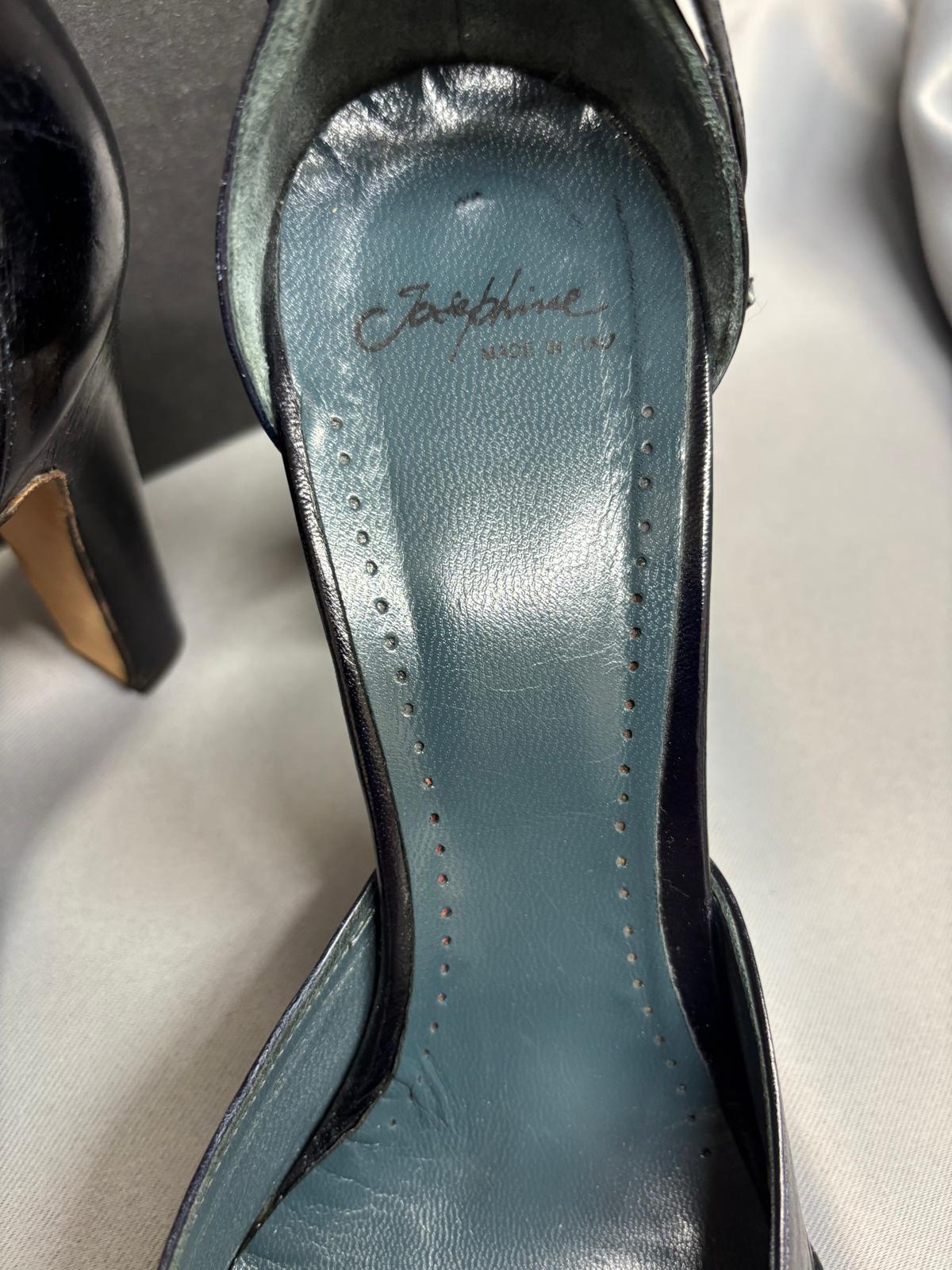 Josephine Blue Heels UK 7 EU 40 Round-Toe Strappy Block Heel - In Box