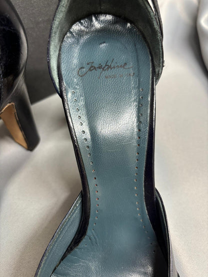 Josephine Blue Heels UK 7 EU 40 Round-Toe Strappy Block Heel - In Box