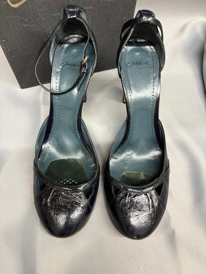 Josephine Blue Heels UK 7 EU 40 Round-Toe Strappy Block Heel - In Box