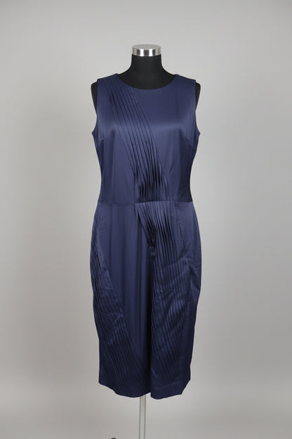 Whistles Navy-Blue Satin Pleated Dress UK 10 EU 38 Party Formal