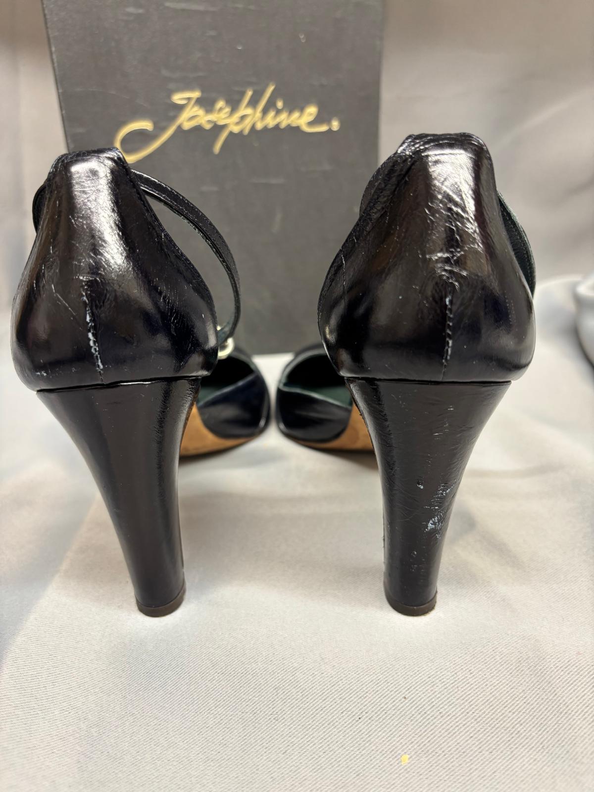 Josephine Blue Heels UK 7 EU 40 Round-Toe Strappy Block Heel - In Box
