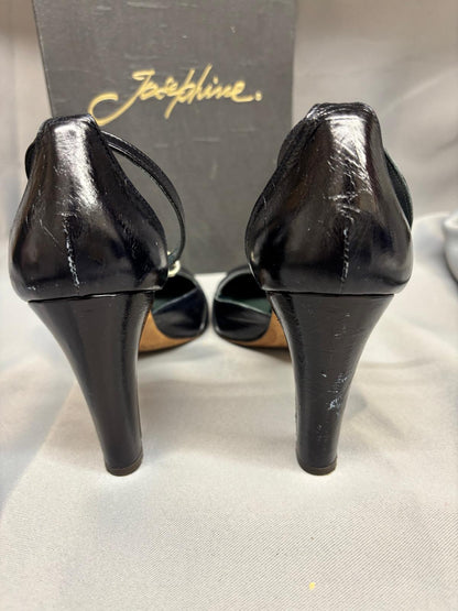 Josephine Blue Heels UK 7 EU 40 Round-Toe Strappy Block Heel - In Box