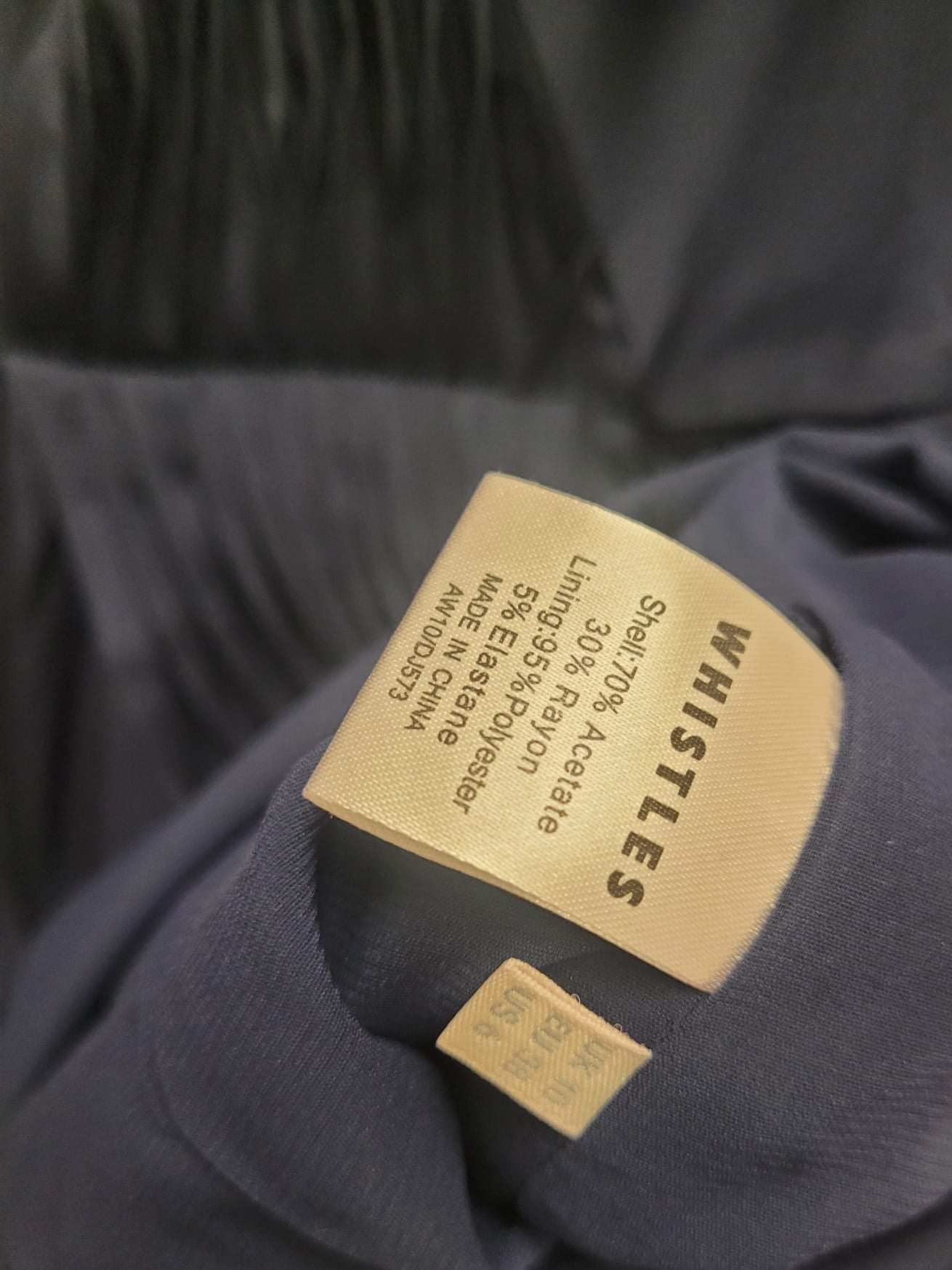 Whistles Navy-Blue Satin Pleated Dress UK 10 EU 38 Party Formal