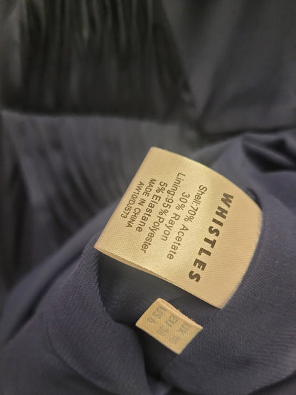 Whistles Navy-Blue Satin Pleated Dress UK 10 EU 38 Party Formal