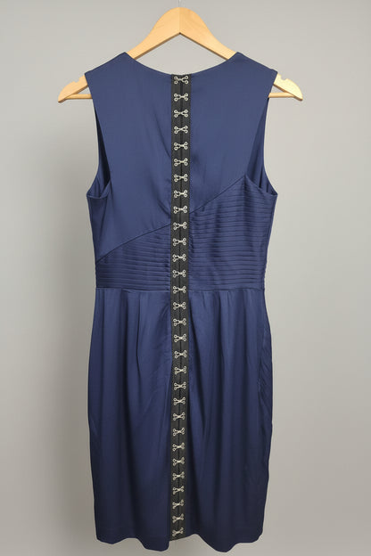 Whistles Navy-Blue Satin Pleated Dress UK 10 EU 38 Party Formal