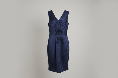 Whistles Navy-Blue Satin Pleated Dress UK 10 EU 38 Party Formal