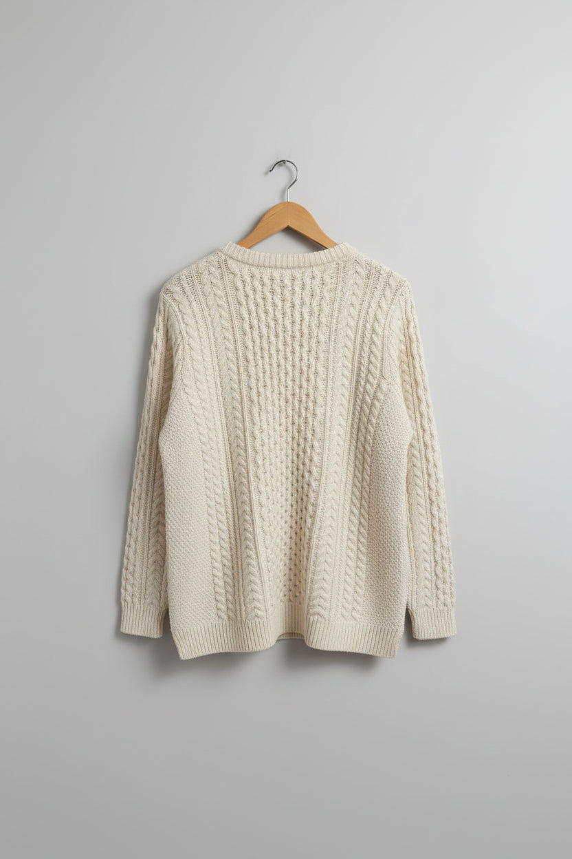Boden Cream Cable-Knit Wool Jumper UK 12 14 EU 40 42 Chunky Sweater