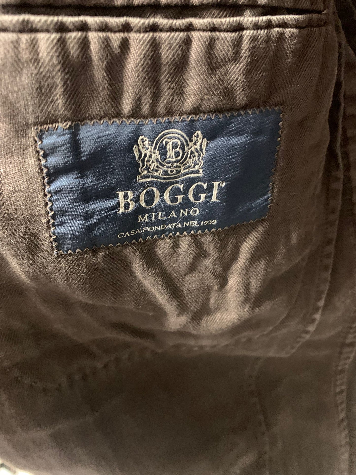 Boggi Mens Jacket Size Medium Large Brown 56% Linen