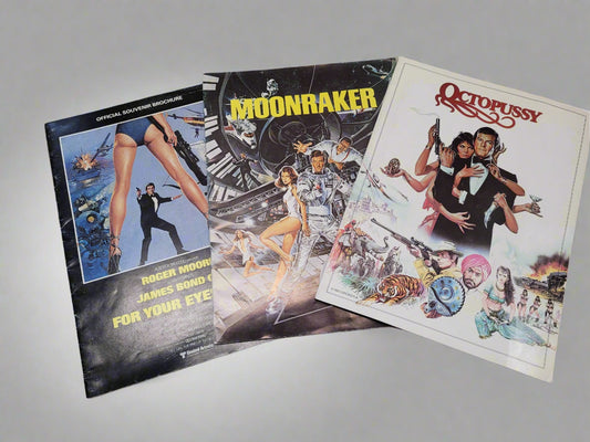 James Bond Movie Souvenir Brochures For Your Eyes Only, Octopussy, Moonraker