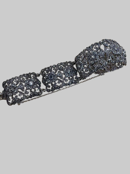 Antique Floral Sterling silver Marcasite Bracelet-MISSING ONE STONE. HENCE PRICE! USED VGC