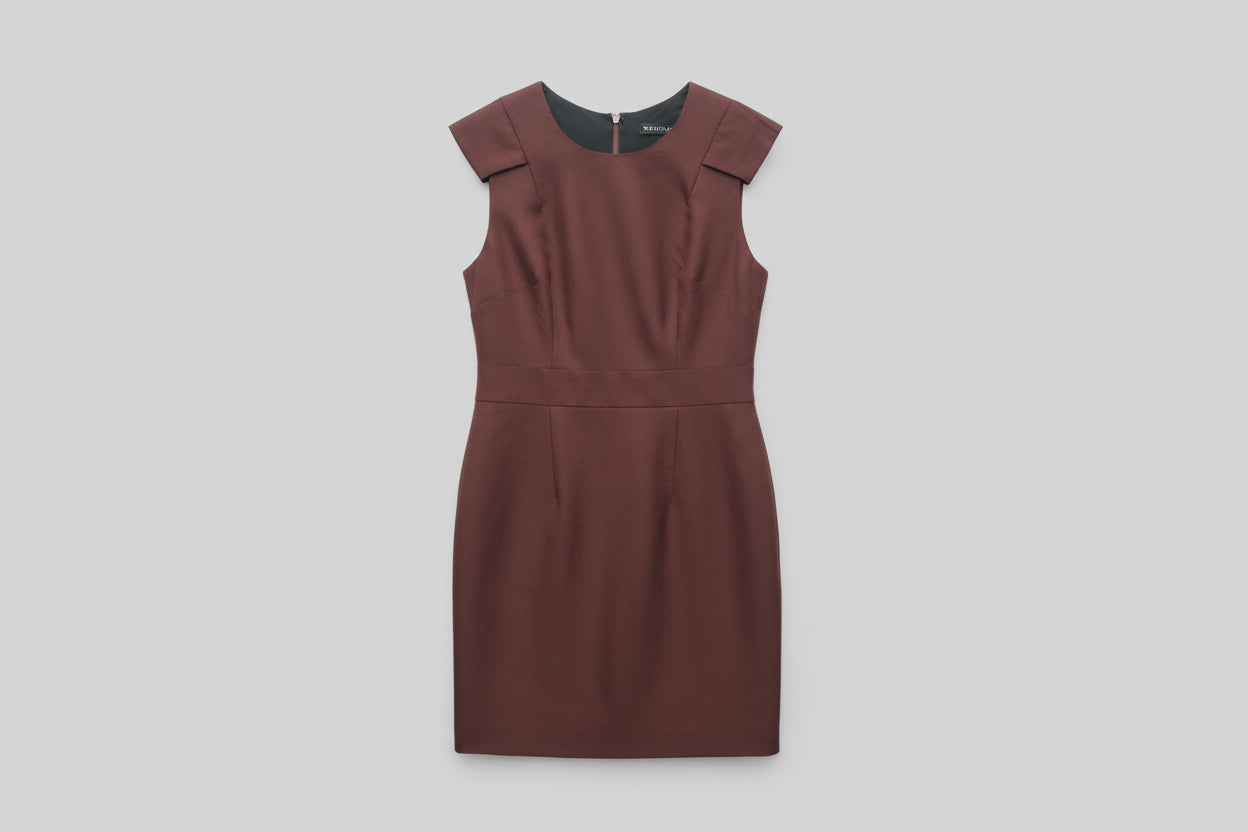 Whistles Brown Wool Pencil Dress UK 10 EU 38 Fitted Wiggle