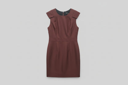 Whistles Brown Wool Pencil Dress UK 10 EU 38 Fitted Wiggle