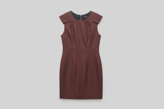 Whistles Brown Wool Pencil Dress UK 10 EU 38 Fitted Wiggle