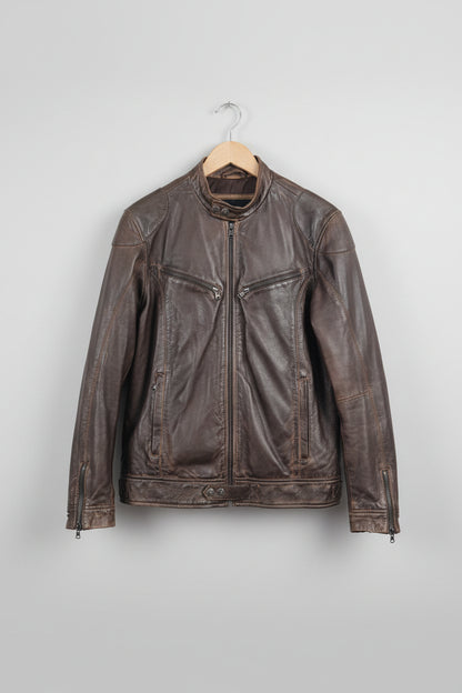 AVIATRIX (L) Brown Leather Jacket Size Large Biker