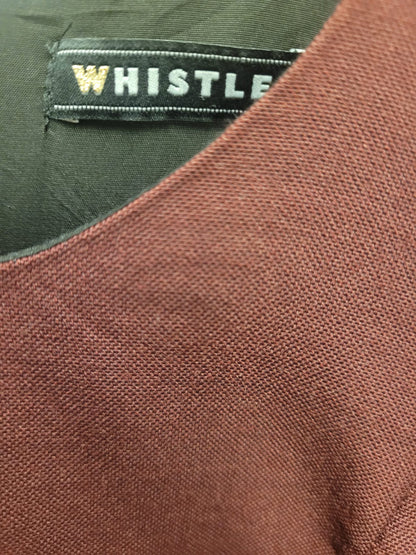 Whistles Brown Wool Pencil Dress UK 10 EU 38 Fitted Wiggle