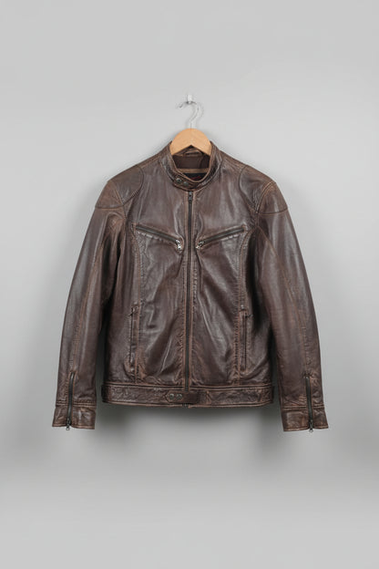 AVIATRIX (L) Brown Leather Jacket Size Large Biker