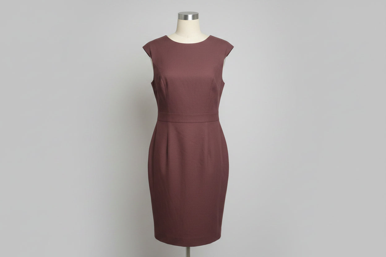 Whistles Brown Wool Pencil Dress UK 10 EU 38 Fitted Wiggle