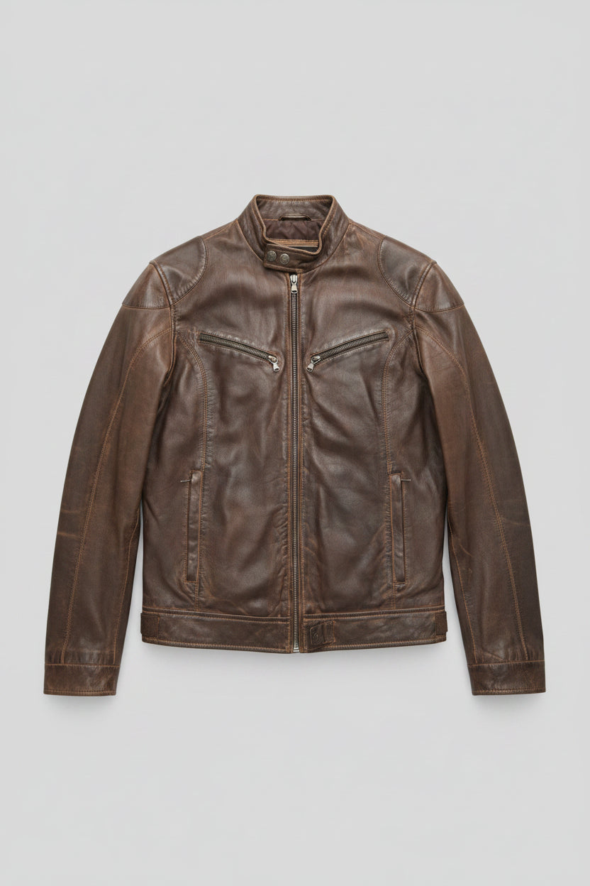 AVIATRIX (L) Brown Leather Jacket Size Large Biker