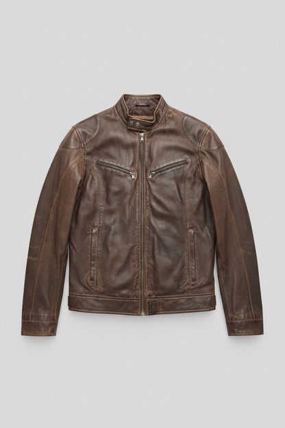 AVIATRIX (L) Brown Leather Jacket Size Large Biker