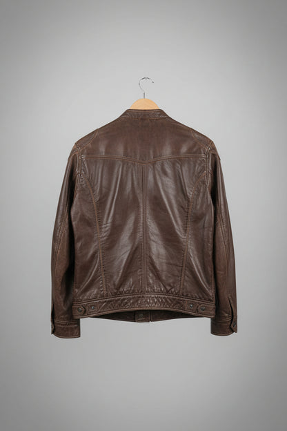 AVIATRIX (L) Brown Leather Jacket Size Large Biker