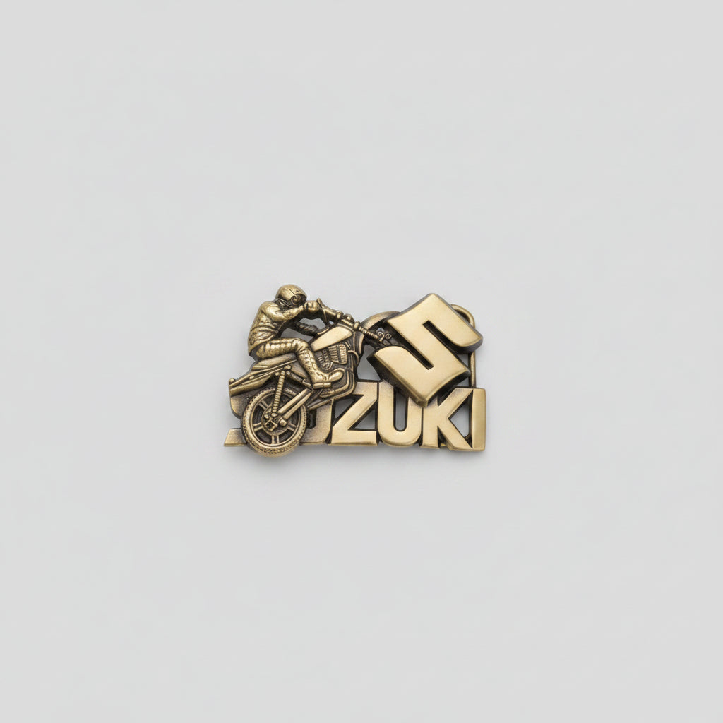 Suzuki Motorbike Brass Baron Belt Buckle